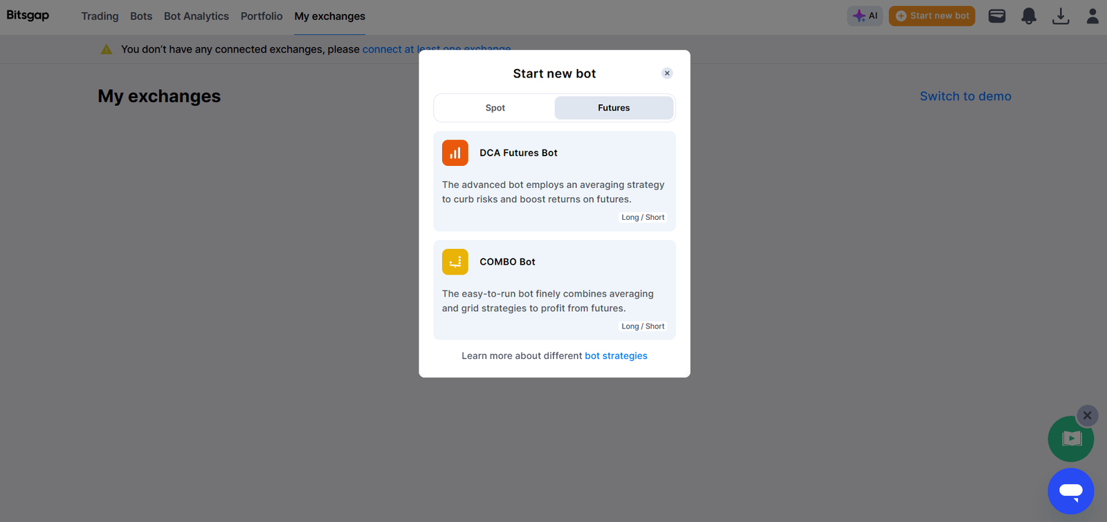 Bitsgap futures bot setup